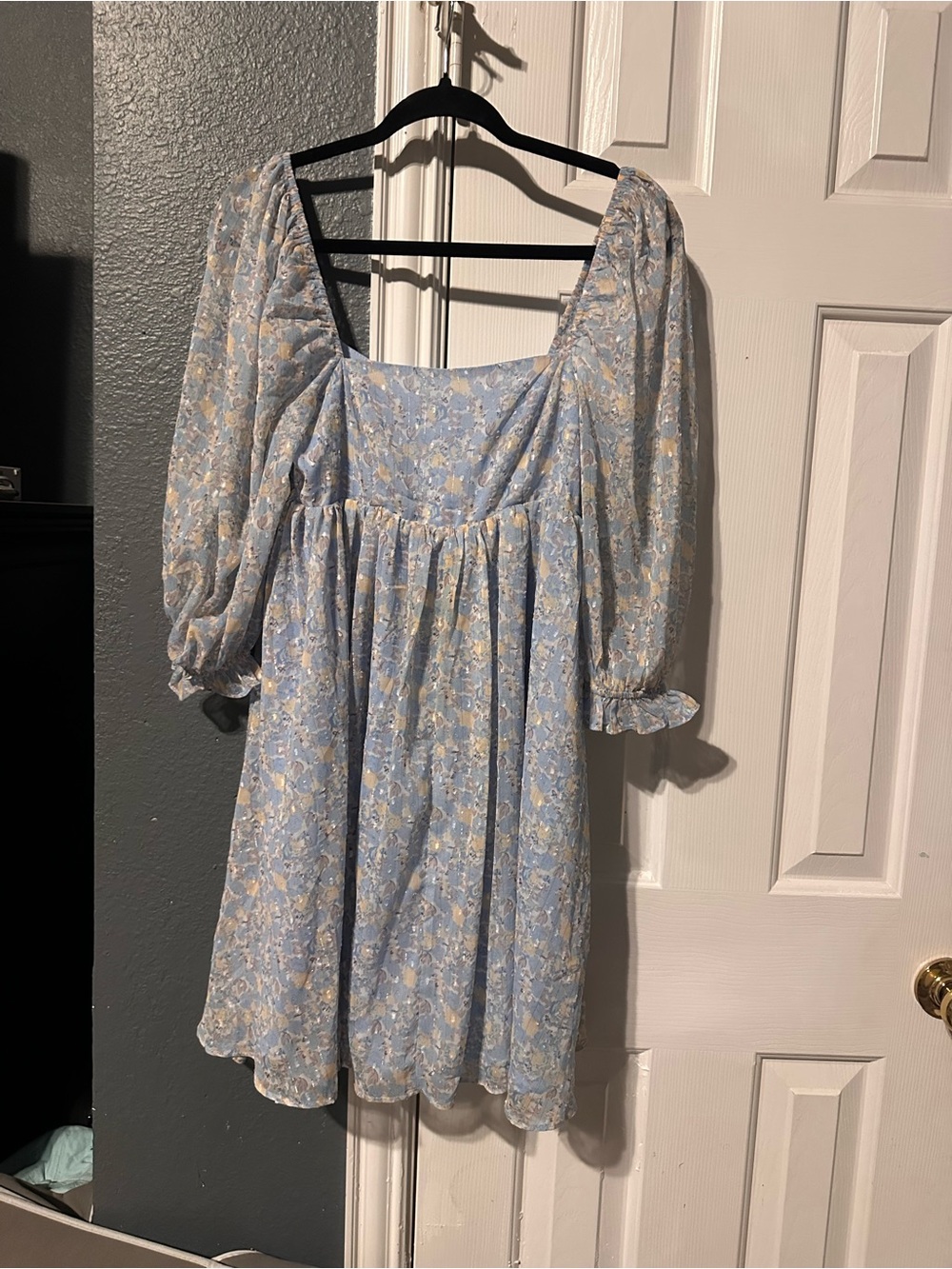 Storia Square Neckline Tea Time Puff Shoulder Floral Mini Dress Small